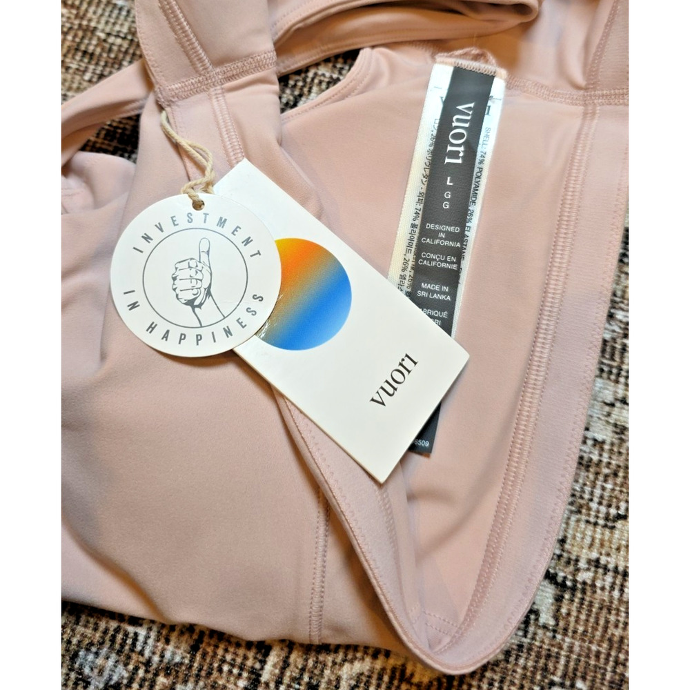 Vuori AllTheForm Bra NWT Vintage Rose Women’s L Lightweight Athletic Activewear - Picture 5 of 5